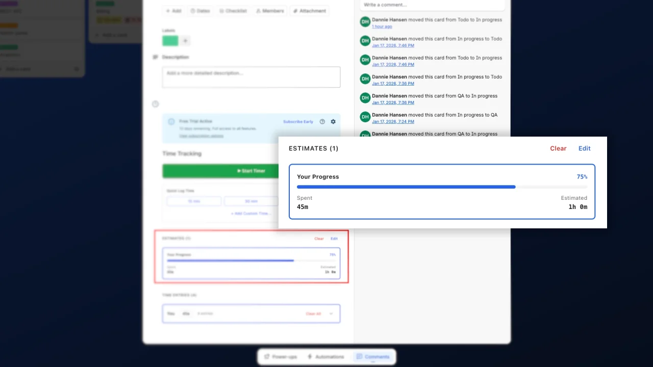 Estimates with progress bars